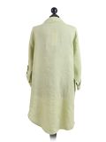 Italian Front Buttons Plain Linen Lagenlook Top-Lime green back