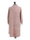 Italian Front Buttons Plain Linen Lagenlook Top-Mocha back