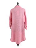 Italian Front Buttons Plain Linen Lagenlook Top-Raspberry back