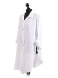 Italian Front Buttons Plain Linen Lagenlook Top-White side