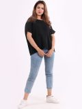Italian Front Pocket Cotton Lagenlook Crop Top-Black
