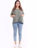 Italian Front Pocket Cotton Lagenlook Crop Top-Khaki