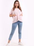 Italian Front Pocket Cotton Lagenlook Crop Top-Pink