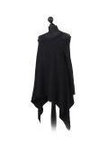 Italian Front Wrap Cold Shoulders Knitted Lagenlook Jumper-Black side
