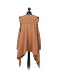 Italian Front Wrap Cold Shoulders Knitted Lagenlook Jumper-camel back