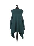 Italian Front Wrap Cold Shoulders Knitted Lagenlook Jumper-Green back