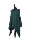 Italian Front Wrap Cold Shoulders Knitted Lagenlook Jumper-Green side