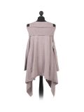 Italian Front Wrap Cold Shoulders Knitted Lagenlook Jumper-Mocha back