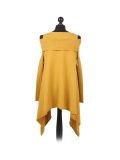 Italian Front Wrap Cold Shoulders Knitted Lagenlook Jumper-Mustard back