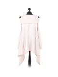 Italian Front Wrap Cold Shoulders Knitted Lagenlook Jumper-Off white back