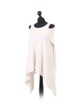 Italian Front Wrap Cold Shoulders Knitted Lagenlook Jumper-Off white side