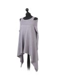 Italian Front Wrap Cold Shoulders Knitted Lagenlook Jumper-Silver side