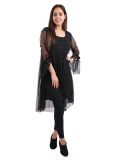 Italian Glittery Floral Print 2 Layered Mesh Net Lagenlook Dress -Gold 2