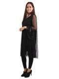 Italian Glittery Floral Print 2 Layered Mesh Net Lagenlook Dress -Gold 4