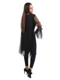 Italian Glittery Floral Print 2 Layered Mesh Net Lagenlook Dress -Gold 6