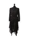 Italian Glittery Leaf Print Wrap Over Chiffon Tunic Dress -Golde