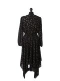 Italian Glittery Leaf Print Wrap Over Chiffon Tunic Dress -Gold back