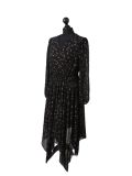 Italian Glittery Leaf Print Wrap Over Chiffon Tunic Dress -Gold side
