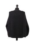 Italian Glittery Woolen Knitted Lagenlook Jumper-Black back