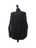 Italian Glittery Woolen Knitted Lagenlook Jumper-Black side