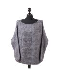 Italian Glittery Woolen Knitted Lagenlook Jumper-Charcoal