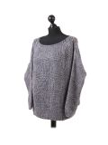 Italian Glittery Woolen Knitted Lagenlook Jumper-Charcoal side