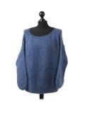 Italian Glittery Woolen Knitted Lagenlook Jumper-Denim