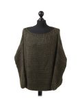Italian Glittery Woolen Knitted Lagenlook Jumper-Khaki