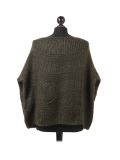 Italian Glittery Woolen Knitted Lagenlook Jumper-Khaki back
