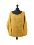 Italian Glittery Woolen Knitted Lagenlook Jumper-Mustard