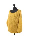 Italian Glittery Woolen Knitted Lagenlook Jumper-Mustard side