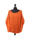 Italian Glittery Woolen Knitted Lagenlook Jumper-Orange