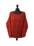 Italian Glittery Woolen Knitted Lagenlook Jumper-Rust