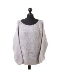 Italian Glittery Woolen Knitted Lagenlook Jumper-Silver