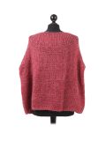 Italian Glittery Woolen Knitted Lagenlook Jumper-Wine back