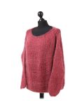 Italian Glittery Woolen Knitted Lagenlook Jumper-wine side