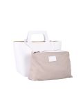 Italian Handmade 2 Piece Leather Hand Bag-White side
