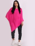 Italian Knitted Lagenlook Star Poncho-Fuchsia