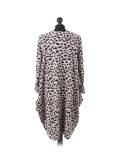 Italian Leopard Print Side Pockets Lagenlook Dress-Beige back