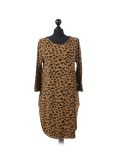 Italian Leopard Print Side Pockets Lagenlook Dress-Mustard