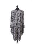 Italian Leopard Print Side Pockets Lagenlook Dress-Silver back