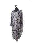 Italian Leopard Print Side Pockets Lagenlook Dress-Silver side