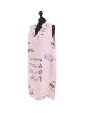 Italian Made Writing Print Sleeveless Linen Lagenlook Dress-Pink side