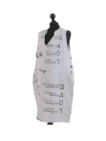 Italian Made Writing Print Sleeveless Linen Lagenlook Dress-silver side