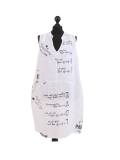Italian Made Writing Print Sleeveless Linen Lagenlook Dress-White