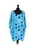 Italian Multicolor Polka Dot Cotton Top-Azure