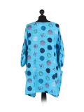 Italian Multicolor Polka Dot Cotton Top-Azure back
