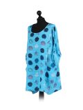 Italian Multicolor Polka Dot Cotton Top-Azure side
