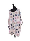 Italian Multicolor Polka Dot Cotton Top-beige side
