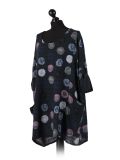 Italian Multicolor Polka Dot Cotton Top-Black Side
